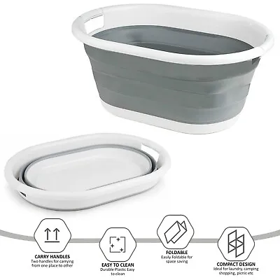 Large Collapsible Laundry Basket Washing Clothes Bin Fordable Space Saving New • £8.29