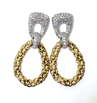 New 925 Gold Plated .40ct Diamond Byzantine Earrings Dangle Earrings • $142.99