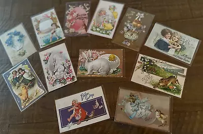 Nice~Lot Of 12 Antique~ Easter Postcards~Bunnies~ Chicks~in Sleeves~h515 • $18.95