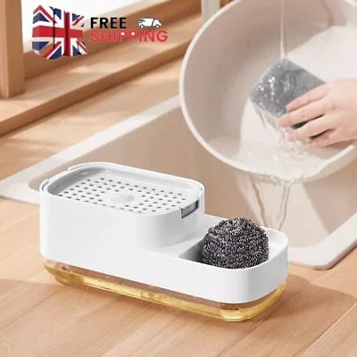 Kitchen Soap Liquid Hand Press Pump Dispenser Washing Sponge Caddy Holder New • £7.41