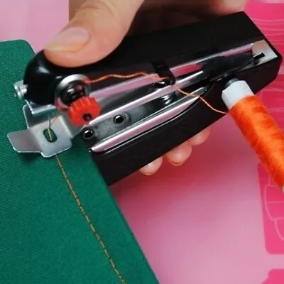 Mini Sewing Machine Portable Needlework Cordless Hand-Held Clothes Fabrics • £5.22