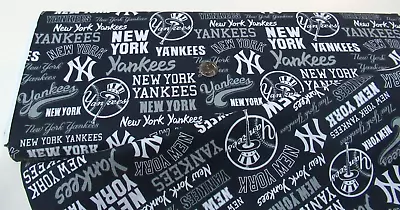 Licensed MLB NEW YORK YANKEES Multi Logo Cotton Fabric BY THE YARD (60306) Logo • $7.99