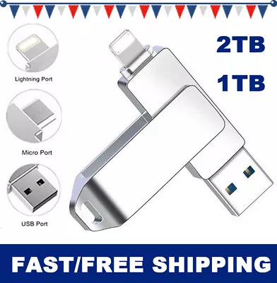 2TB 1TB USB Flash Drive External Photo Memory Storage Stick OTG For IPhone PC • $28.99