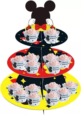 Large 3-Tier Mickey Minnie Cupcake Stand 12Inch Cardboard  • $27.56