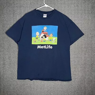 Gildan Tshirt Mens XL Blue Graphic Print Metlife Volunteer Peanuts Charlie Brown • $17.70