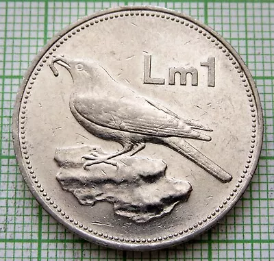 MALTA 1986 1 LIRA BLUE ROCK THRUSH BIRD NICKEL - 1 Coin - MALTA 1986 1 LIRA • $2.30