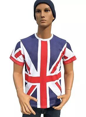 Union Jack T-Shirt Crew Neck Unisex 100% Cotton UK Stock Fast Delivery With MARK • £7.99