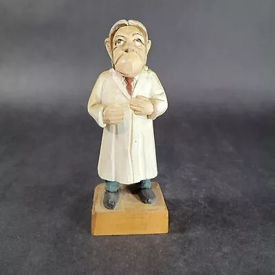 Vintage German Hand Carved Wood Doctor Figurine Monkey Face • $29.97