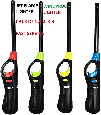 £4.25 • Buy 2 X WINDPROOF Jet  Flame LONG TUBE Refillable BBQ Candle Kitchen COOKER LIGHTER