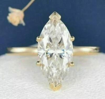 3Ct Lab Created Marquise Diamond Engagement Ring14K Yellow Gold Finish • $75