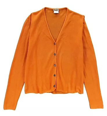Malo Italy 100% Cotton Knit Button Up Cardigan IT 44 / M In Orange Made In Italy • $42.95
