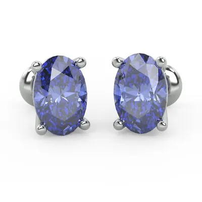 Special Offer. 3.00 Ct AAA Quality Diamond Cut Tanzanite Stud Earring White Gold • £999