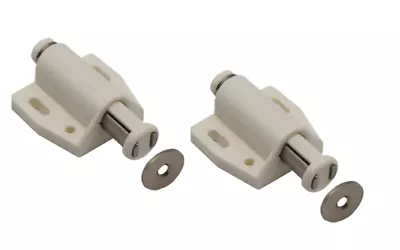 2 X Magnetic Push To Release Cupboard Catch Pressure Release White Open Wardrobe • £4.44