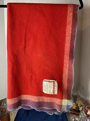 Vintage Faribo Navajo Indian Land Wool Blanket Red Striped 56x44 READ • $74.95