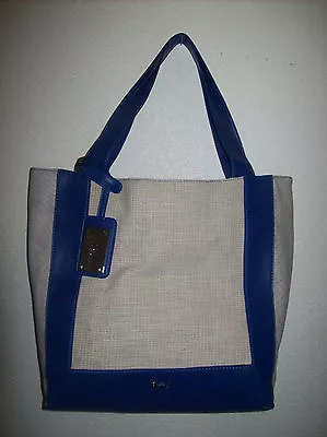 R+j Peyton Linen Cobalt/light Gray Tote  Handbag Nwt • $36