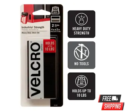 4 In. X 2 In. Velcro Self Adhesive Industrial Strength Strips In Black (2-Pack) • $7.90