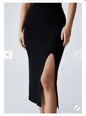 Size XL Maternity Friendly Ribbed Split Mid Skirt Colour: Black COTTON:ON • £15