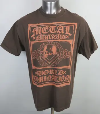 Vintage Metal Mulisha T Shirt Brown Cotton Size XL Biker Grunge Goth Y2K MX • $44.99