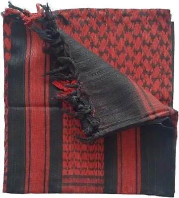 100% Cotton Palestinian Shemagh Freedom Scarf Keffiyeh Arab Head Wrap Red Black • £9.99