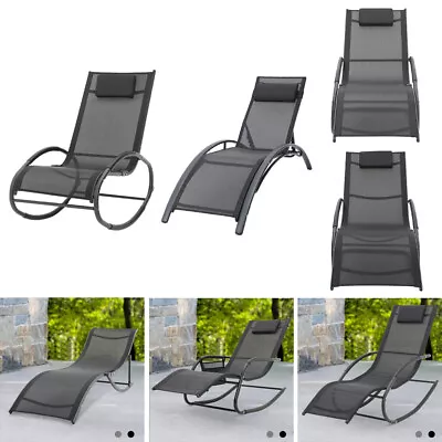 £39.95 • Buy Rocking Sun Lounger Chair Garden Recliner Outdoor Relaxing Chair Zero Gravity UK