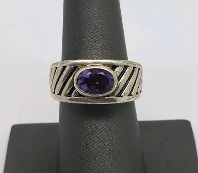 Vintage  Sterling Silver And Amethyst Ring Size 8 • $29.99