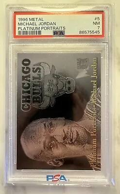 1996 Fleer Metal Michael Jordan PLATINUM PORTRAITS HOF #5 PSA 7 NM • $315