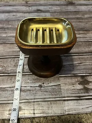 Vintage MCM Wooden Soap Dish With Metal Dish • $19.99