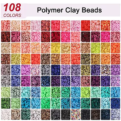 16814Pcs Flat Polymer Clay Beads Set DIY Bracelets Bangle Jewelry Making Earring • $39.98