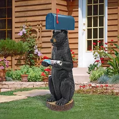 41  Scaled Upright Black Bear Going Postal Cabin Decor Newspaper Mailbox Post • $406.61