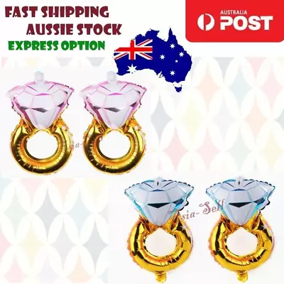 $7.20 • Buy 2pcs 40.5cm Diamond Ring Foil Engagement Balloons Valentines Day Wedding