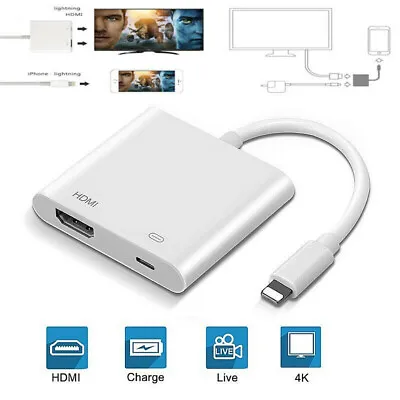 $17.88 • Buy 4K For IPhone To HDMI HD TV Converter For IOS IPad Apple 1080P Adapter Projector