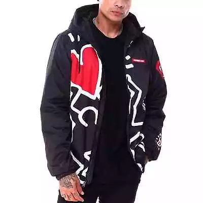 Keith Haring X Members Only Lightweight Hooded Foldable Puffer Jacket Mens Large • $89