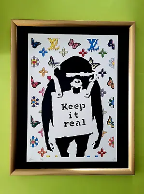 DEATH NYC Hand Signed LARGE Print Framed 16x20in COA BANKSY MONKEY KEEP IT REAL^ • $295