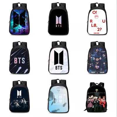 Bts Backpacks Boys Girls Travel Canvas Bag Student School Bags Large Capacity UK • £24.82