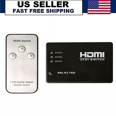 HDMI Switch Selector 3 Port Box With IR Remote Control High Speed Splitter • $6.99