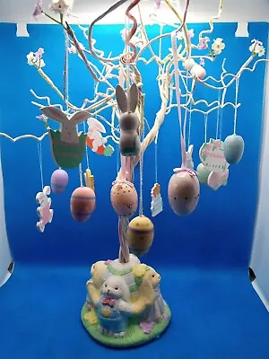 Vintage 18” Easter Tree With 19 Wooden Ornaments Box Included • $20