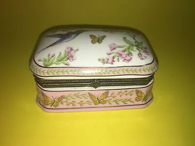 Vintage Japan Painted Hinged Trinket Box - Ceramic Porcelain • $12