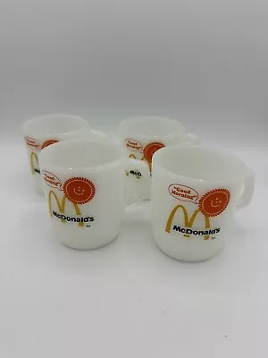 Vintage McDonalds Coffee Mugs Set Of 4 Anchor Hocking Fire King Milk Glass USA • $45