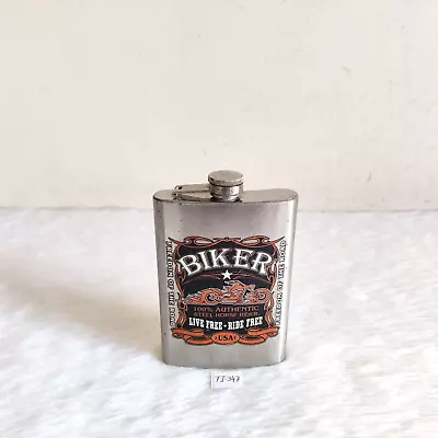 Vintage Biker Whiskey Stainless Steel Hip Flask USA Old Collectible TI347 • $150