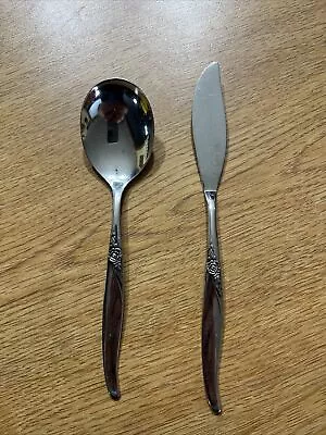 Oneida LA ROSE Butter Knife And Sugar Spoon Wm A Rogers Stainless • $12.89