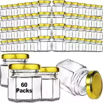 60 Pcs Small Glass Favor Jars With Airtight Lids 1.5 Oz Mini Honey Jars For Wed • $37.37