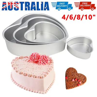 4/6/8/10  Tin Heart Shaped Bread Cake Pan Bakeware Mold Baking Tray Moulds • $14.54