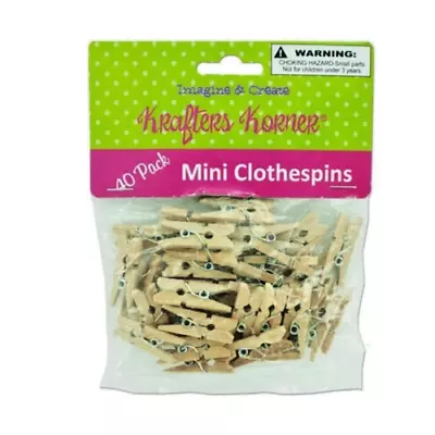 Wholesale Lot - 25 Pack 40 Mini Natural Wood Craft Clothespins • $52.50