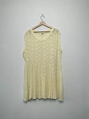 Vintage Floral Embroidered Summer Beach Dress Cream Cover Up Tie Back One Size • $28.35