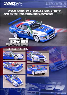 Inno64 Nissan Skyline GT-R R34 5Zigen Falken Super Taikyu 2000 N1 Winner 1/64 • $32.04