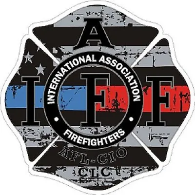 4 Inch Reflective IAFF Blue Red Line Maltese Distressed Flag Sticker Decal 6536 • $5.99