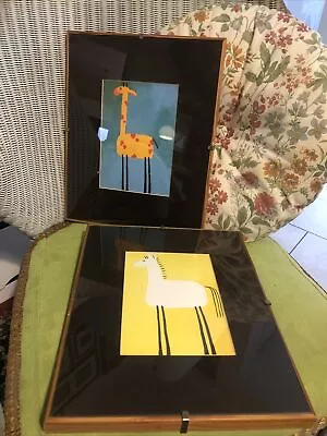 Art Framed Print Rachel Deacon Ikea Naive Giraffe & Horse 1999 Card Picture • £18