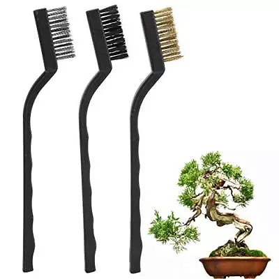 3pcs Bonsai Brush Mini Wire Brush With Plastic Handle For Cleaning Tree Trunk Bu • $14.88