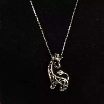 Sterling Silver 925 And Diamond Tail Giraffe Openwork Pendant Necklace  • $45