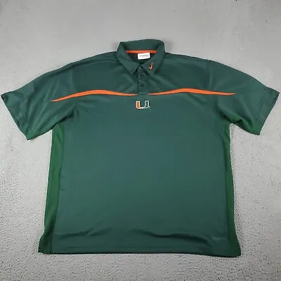 Nike Miami Hurricanes UM Polo Shirt Mens 2XL Green Short Sleeve College Sports * • $17.05